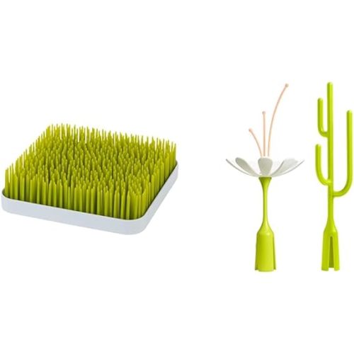 Boon Grass Countertop Baby Bottle Drying Rack + Poke & Stem Drying Rack Accessory Bundle - Green - Drying Rack + Accessory Bundle (2pcs)