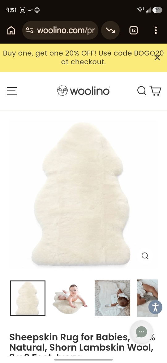 Sheepskin Rug for Babies, 100% Natural, Shorn Lambskin Wool, 2 x 3 Feet, Ivory