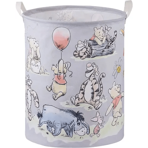 Winnie Storage Basket, Nursery Large Hamper Canvas Laundry Basket Foldable With Waterproof Pe Coating,For Kids Boys And Girls, Bathroom, Bedroom, Clothes,Toy Bin