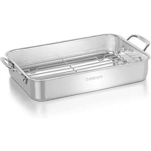 Cuisinart 7117-14RR 14-Inch Chef's-Classic Cookware-Collection, Lasagna Pan w/Stainless Roasting Rack, Stainless Steel