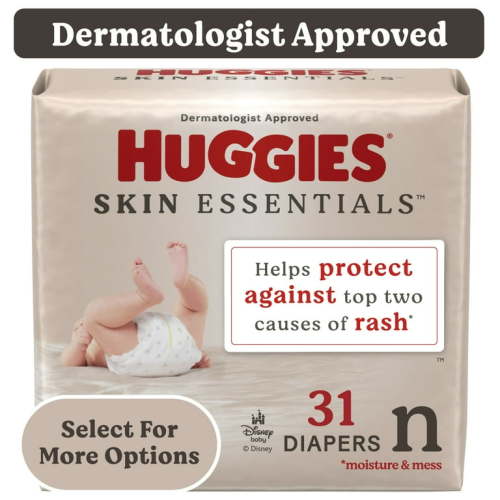 Huggies Skin Essentials Baby Diapers, Size Newborn (6-9 lbs), 31 Ct (Select for More)