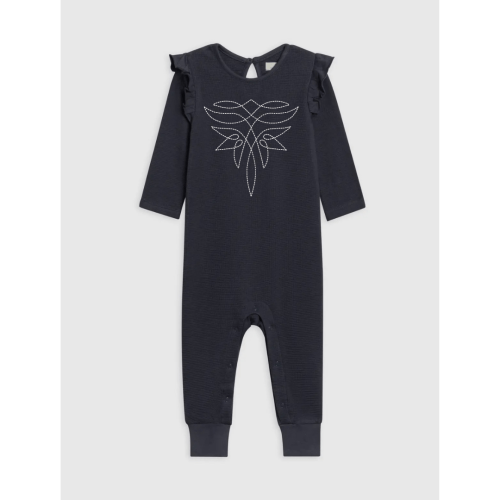Boot Stitch Waffle Knit Romper (Baby) - Navy