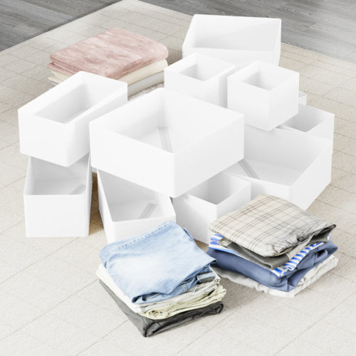 SpaceAid 12-pack Drawer Organizer Bins For Clothes – Closet Storage Dividers For Dresser Drawers, Underwear, Socks, And Clothing & Reviews | Wayfair