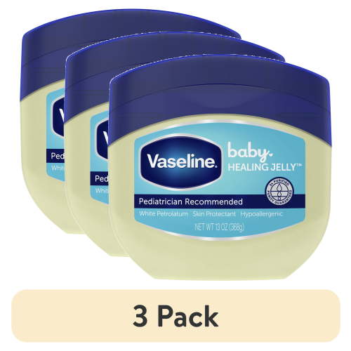 (3 pack) Vaseline Baby Healing Petroleum Jelly Hypoallergenic Unscented Diaper Rash & Sensitive Skin, 13 oz