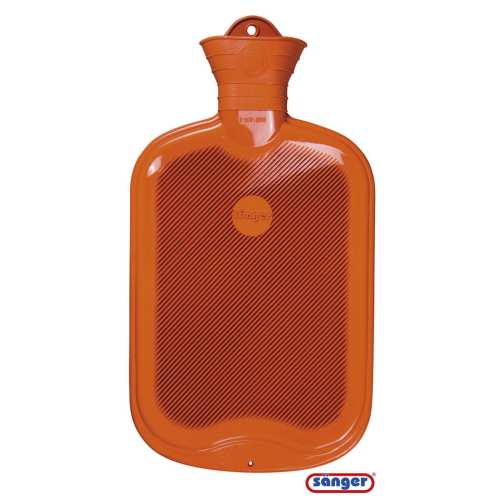 Sänger Rubber Hot Water Bottle - Made in Germany - 2 Litres (Orange)