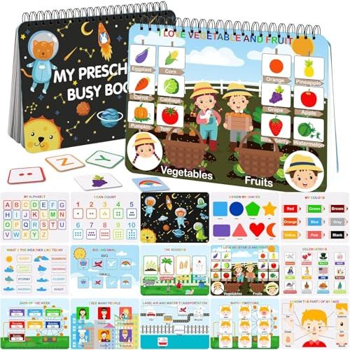 Busy Book for Toddlers 1-3, Montessori Preschool Learning Activities 30 Themes Book - Preschool Workbook Activity Binder Toys for Toddlers, Autism Learning Materials and Tracing Coloring Book