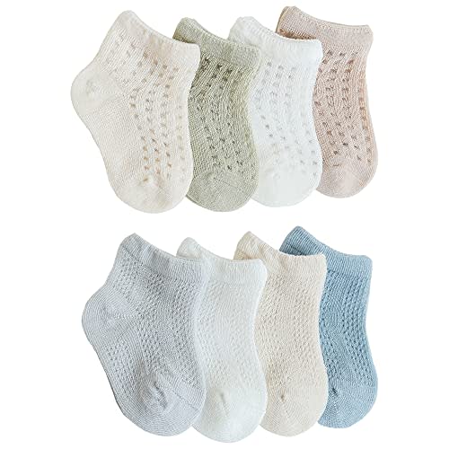 Eimmabey Toddler Socks Boys and Girls 8 Pack Cotton Baby Socks Cute Wrinkled 0-6 Months¡