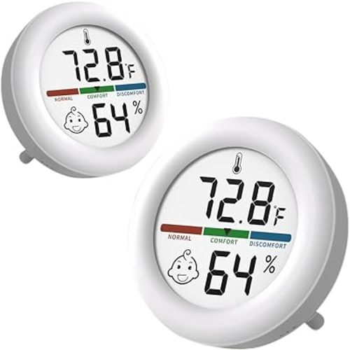 2 Pack - Hygrometer Indoor Thermometer - OPPERD Mini Digital Indoor Hygrometer Accurate Temperature Monitor Practical Home Humidity Comfort Icon for Indoors, Nursery, Bedroom, Baby Room, Living Room