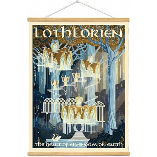 Meksular Middle Earth Landscape Wall Art Prints Canvas PaintingFantasy Posters, Wall Pictures, For Travel Gift, Canvas Art with Frames, For Office Home Decor Bedroom Living Room Wall Decor.