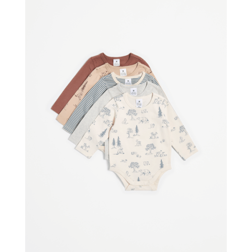 Baby Organic Cotton Bodysuits 5 Pack - Woodlands