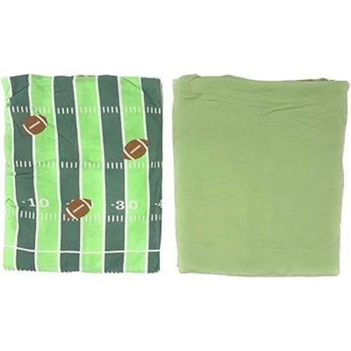 KicKee Pants Fitted Baby Crib Sheet Set of 2, Lovable Prints for Crib Mattress, Crafted from Viscose from Bamboo for Ultra Soft Baby Bedding (Football & Field Green - One Size)