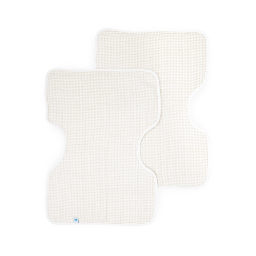 Cotton Muslin Burp Cloth 2 Pack - Tan Gingham