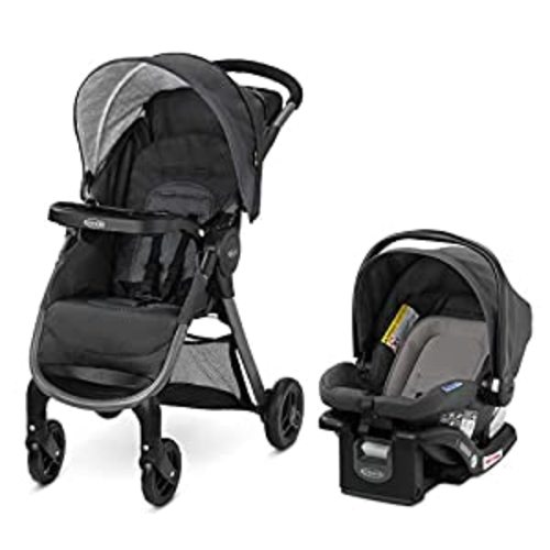 Graco FastAction SE Travel System | Includes Quick Folding Stroller and SnugRide 35 Lite Infant Car Seat, Redmond - FastAction Fold SE