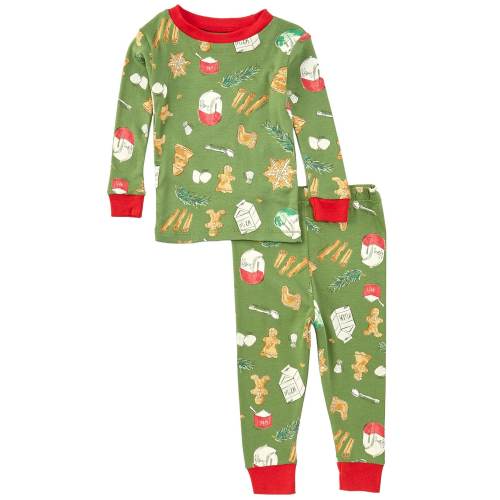 Burt's Bees Baby Boys 12-24 Months Long Sleeve Holiday Cookies Christmas Pajama T-Shirt & Matching Pajama Pant Set