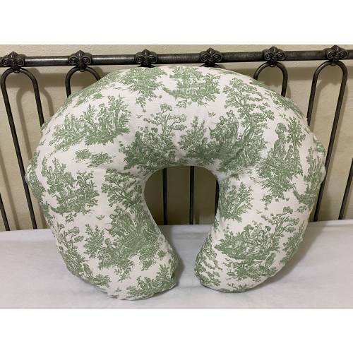 Nursing Pillow Cover, Green Toile Nursing Pillow Cover, Breastfeeding Pillow Cover