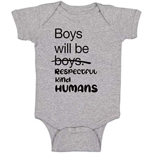 Boys Will Be Boys, Respectful Kind Humans - Funny Baby Essentials Bodysuit - Baby Boy Clothes