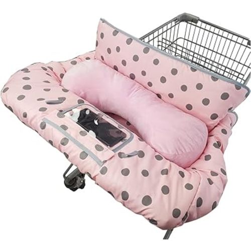 Shopping Cart Cover for Baby/Toddler with Supportive seat positioner, Cozy High Chair Cover, Pink