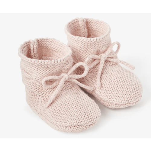 Pale Pink Garter Knit Baby Booties