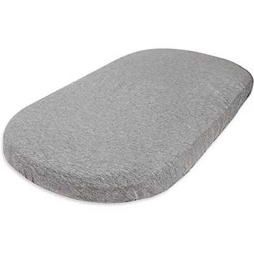 Burts Bees Baby Bassinet Sheet, Infant Fitted BEESNUG Cover, 100% Organic Cotton, Soft Unisex Newborn Essentials for all Standard Oval or Rectangle Bassinet Bed Pads or Mattresses - 15 x 33 Inches - 1 Pack - Heather Grey