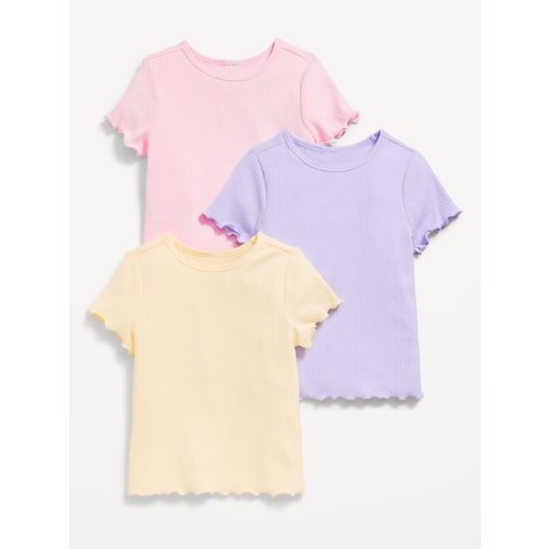 Short-Sleeve Lettuce-Edge T-Shirt 3-Pack for Toddler Girls