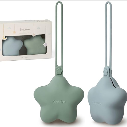 Moonkie Silicone Pacifier Holder Case, Cute Portable Pacifier Storage Case, 2 Pack