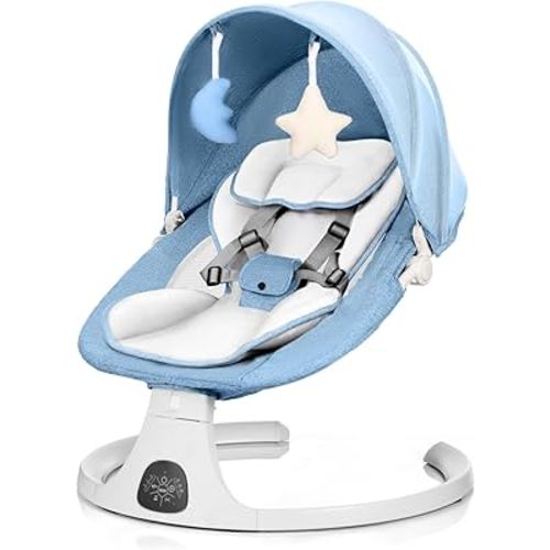 Baby Swing 3 in 1 Multifunctional Infant Rocker, Portable with Remote Control, 5-Point Seat Belt, 5 Auto Rocking, 3 Speed Timer, Electric with Music (0-12 Months) (Blue)