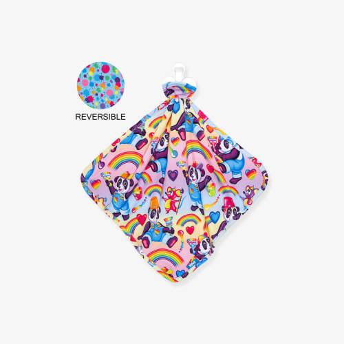 Pink Reversible Baby Lovey | Lisa Frank® Panda Painter & Rainbow Splatter