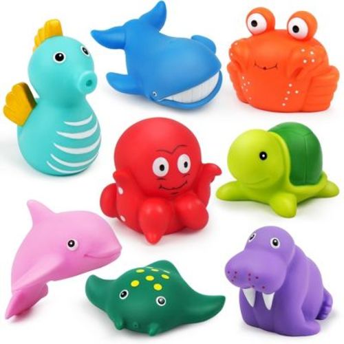 Lotfancy Bath Toys For Infants Toddlers Kids 1-3, 8pcs Mold Free No Holes Ocean Sea Animal Bathtub Toys