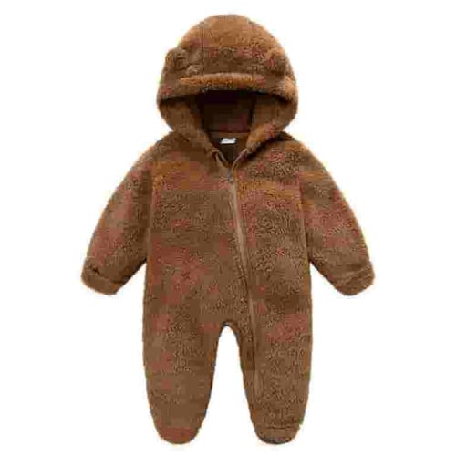 Newborn Baby Snowsuit Fleece Lined Onesie Outfits Warm Hooded Romper for Infant