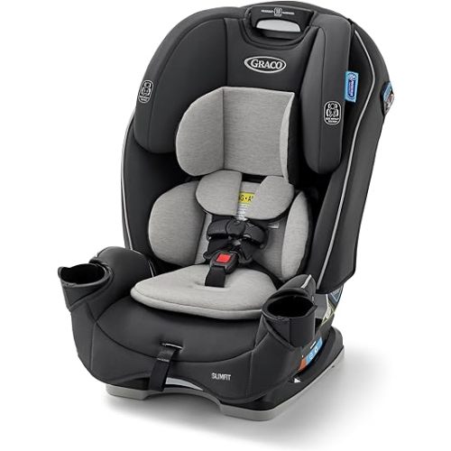 Graco Slimfit 3-in-1 Convertible Car Seat, Ultra-Space-Saving Design, Darcie 2.0, Suitable for Rear and Forward-Facing, Highback Booster Seat with 10-Position Headrest