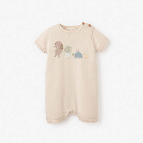 Pond Friends Knit Shortall Romper RAINY DAY / 3-6M