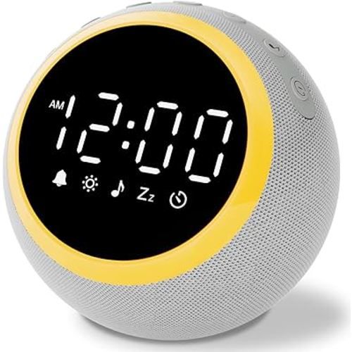 Sound Machine Alarm Clock for Sleep: Digital Alarm Clocks for Bedrooms, 25 Soothing Sounds, 7 Gentle Wake-up Sounds, 16 Adjustable Volume & Timer, Memory Function