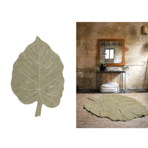 WASHABLE RUG MINI MONSTERA OLIVE