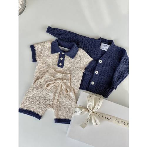 Baby boy suit - Summer baby knitwear - Knitted baby jacket - Baby boy - Baby shorts - Baby boy t-shirt - Baby clothing - Eletto baby - Cozy