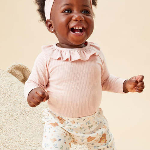 Ribbed Frill Collar Bodysuit Ribbed Blush