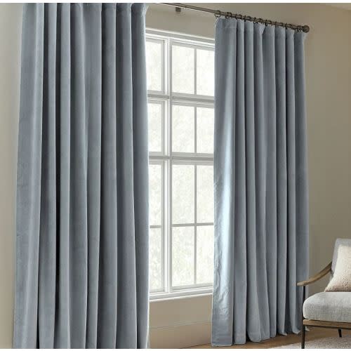 50x84 - Cloud Blue Velvet Twill Blackout Curtain