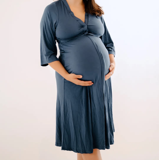 Lila Labor & Postpartum Gown in Midnight Blue