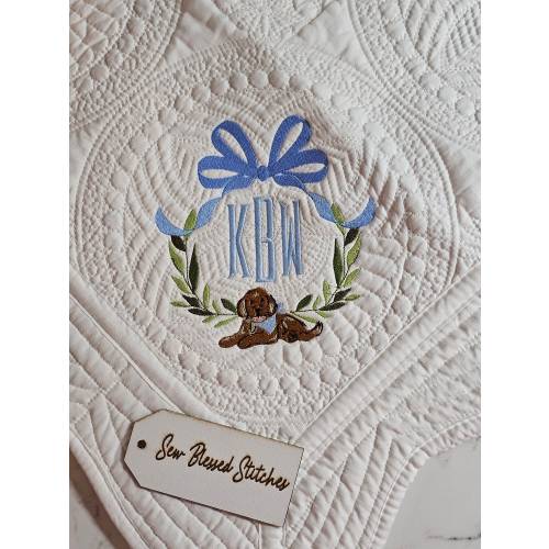 Monogram baby quilt, baby shower gift, monogram crib quilt, keepsake baby gift