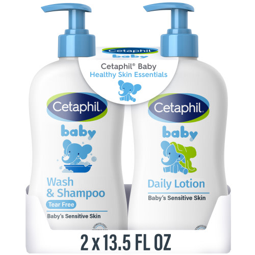 Cetaphil Gentle Baby Bath Essentials Kit for Newborns, Includes Wash & Shampoo and Daily Lotion