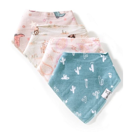 Copper Pearl Baby Girls Cheyenne Western Print Bandana Bibs 4-Pack
