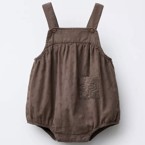 EMBROIDERED LACE ROMPER - Brown | ZARA United States