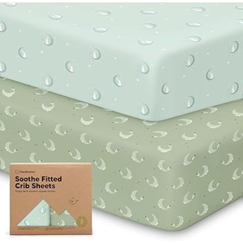 KeaBabies 2-Pack Organic Crib Sheets for Boys, Girls - Fitted Crib Mattress Sheet Neutral, Breathable Jersey Cotton Cover for Baby Bed, Toddler Mattress, Soft & Cute Prints (Lunaris)