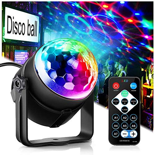 Party Disco Ball Dj Dance Lights Disco Strobe Rave Sound Activated Projector Effect Stage Light Remote Control for Birthday Xmas Wedding Bar Kids Christmas Glow Party