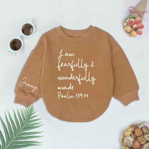 I Am Fearfully and Wonderfully Made Baby Outfit, Christian Baby Bodysuit, Custom Name Baby Romper, Jesus Romper Sweatshirt, Cute Baby Gift