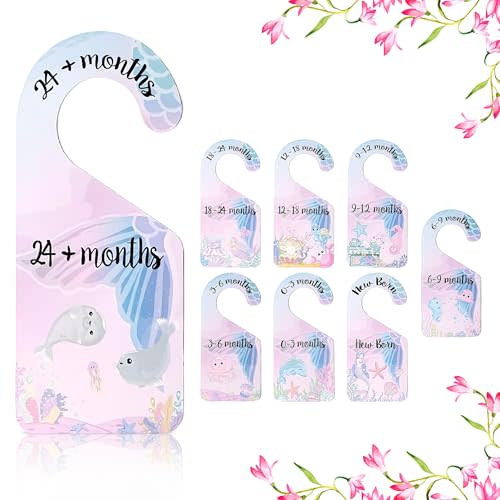SPARADISE Baby Closet Dividers for Clothes – Set of 8 Double-Sided Organizers for Nursery Wardrobe – Newborn to 24 Months – Ocean Theme