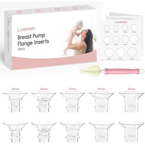 Flange Inserts 13/15/17/19/21mm for 24mm Flange/Shield of Most Pumps Compatible with Momcozy, KISSBOBO, Lansinoh, Elvie, Willow go, Spectra, Medela Freestyle Flex, Pump Shields（10PCS）