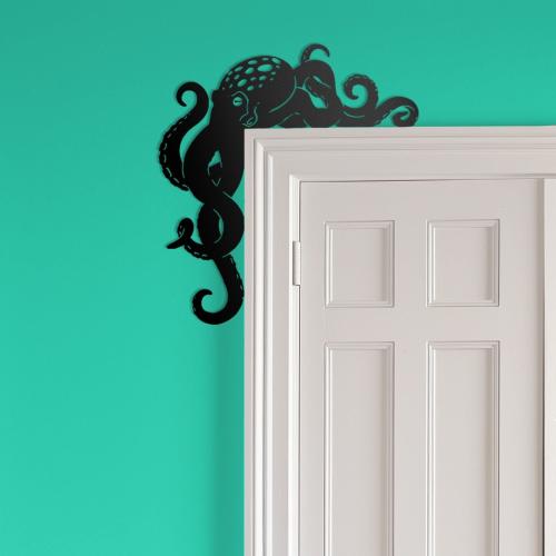 Octopus Door Frame Topper Metal | Door Frame Corner Sign | Metal Wall Art | Beach house Decor | Children's Room Decor | Aquatic Decor