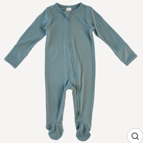 long sleeve two way zipper footie | stormy blue | bamboo