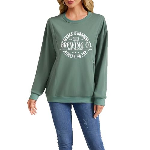 AEARGIV Women Causal Maternity Nursing Sweatshirt Comfort Friendly Zip Breastfeeding Pullover Tops Mama's Boobery Sweater