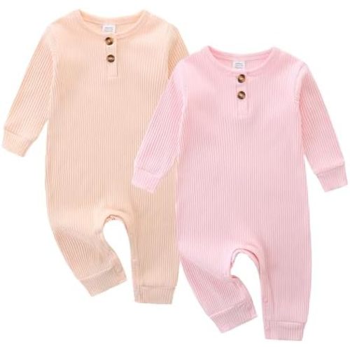 Baby Boy Girl Clothes 2 Pack Short/Long Sleeve Snap Closure Romper for Infants